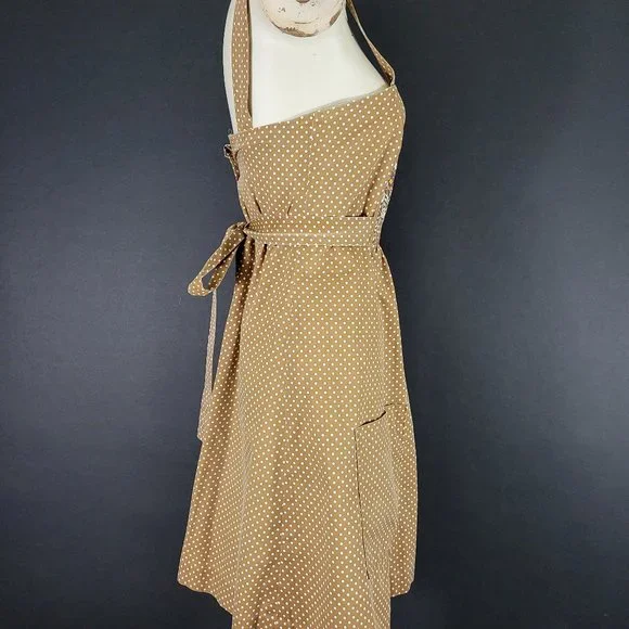 ❗️SOLD❗️70s Polka Dot Floral Patchwork Pinafore Dress - Picture 8 of 15